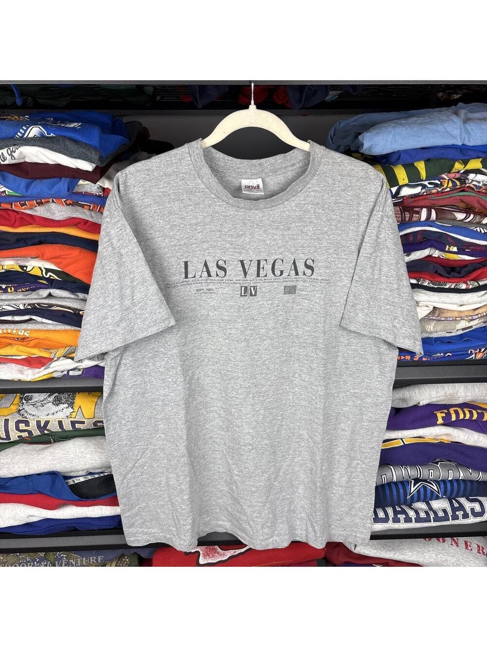 Vintage Y2K Las Vegas Casino List Souvenir Tee Anvil XL